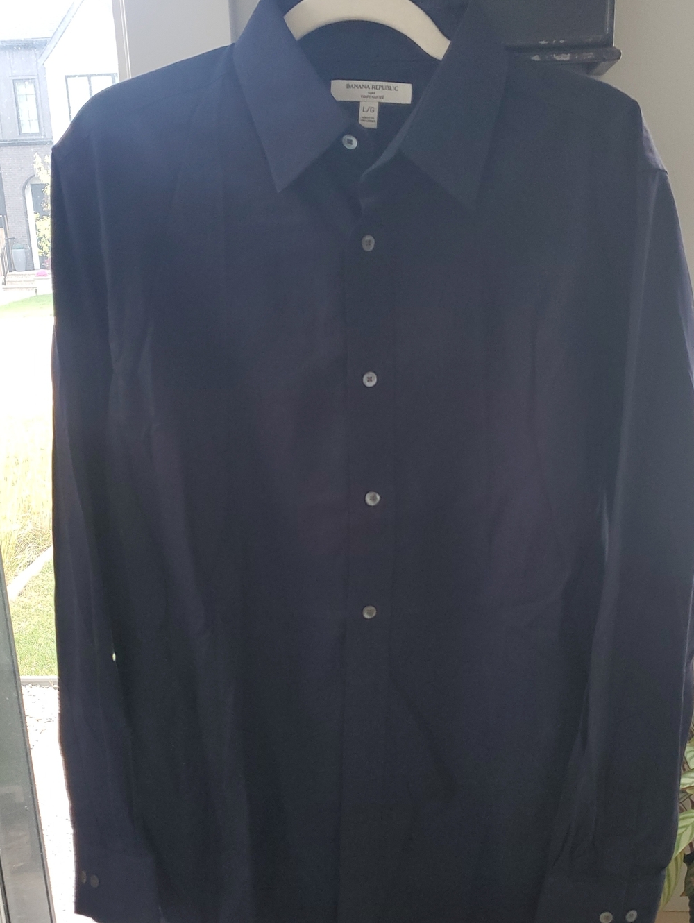 Brand New- Banana Republic Black Classic Dress Shirt Slim- Sz. Large